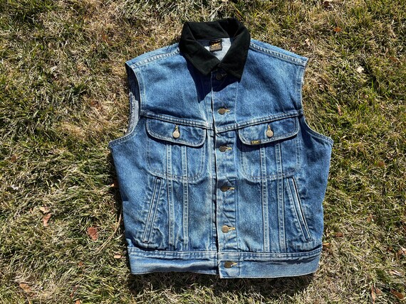 Denim vest with pockets cheap