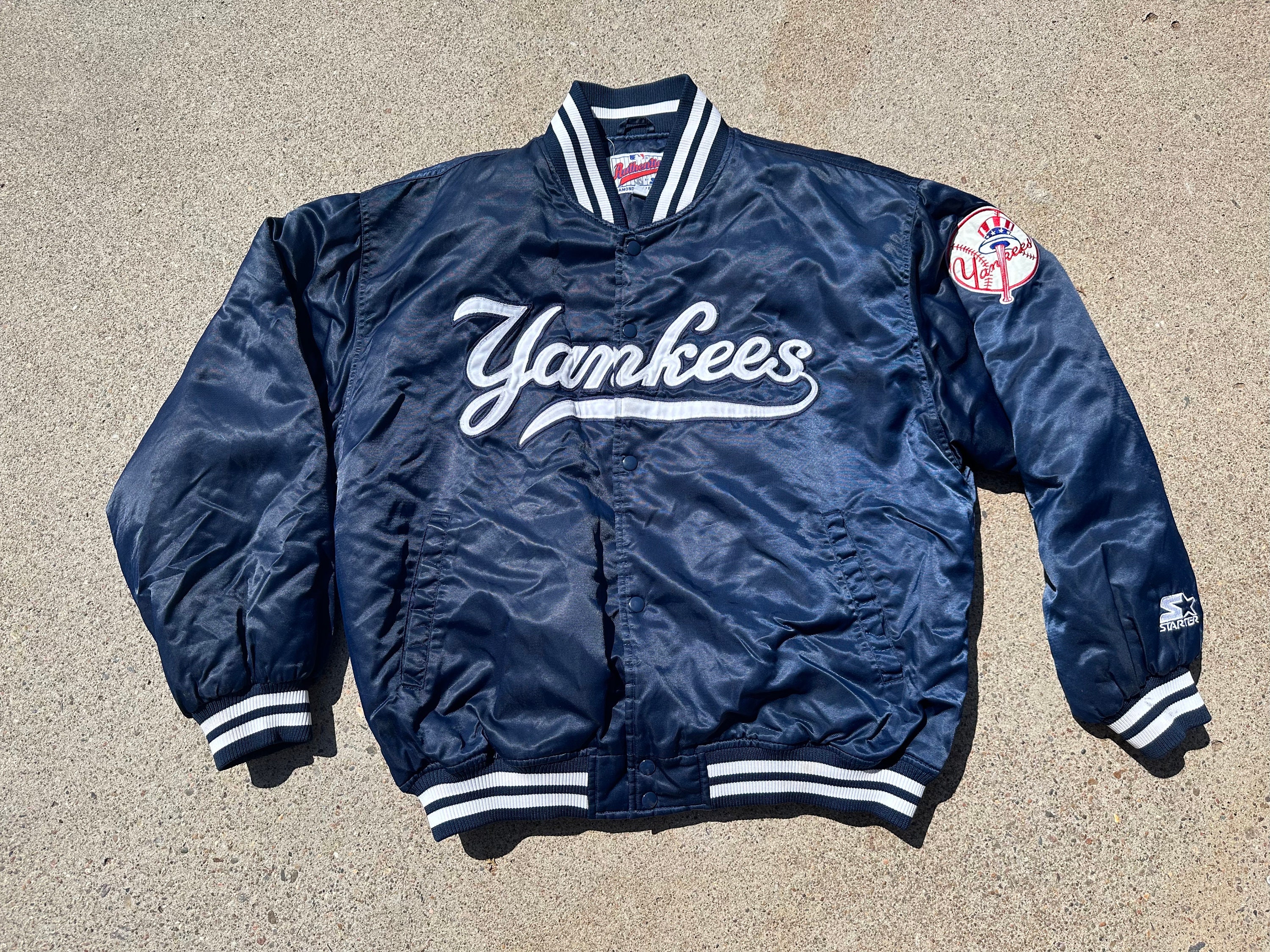 RARE Vintage 90s Distressed New York Yankees Satin Jacket by Logo Athletic Yankees  Sweater Yankees Pullover Embroidery Logo Blue Color Men L -  Denmark
