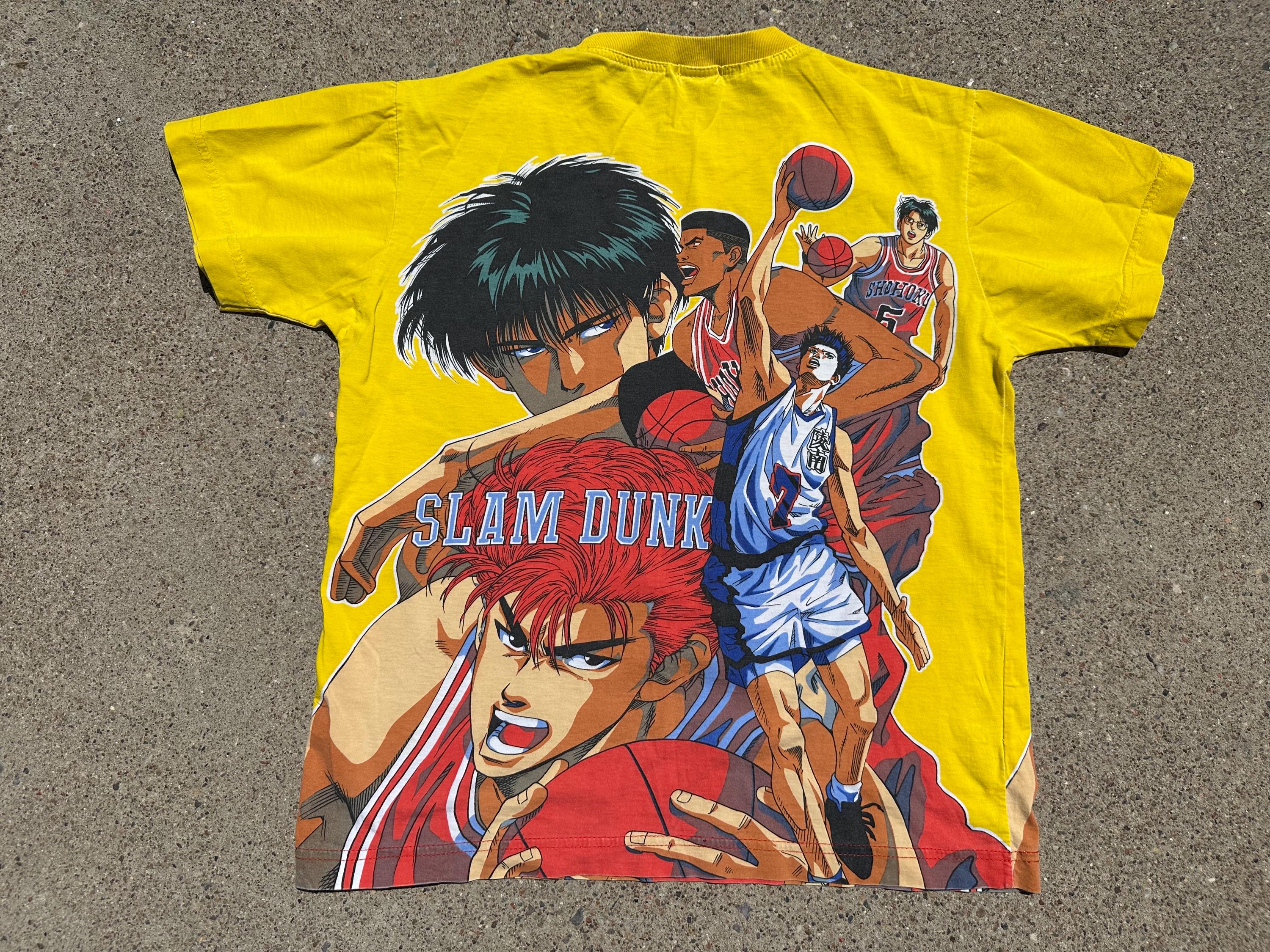 Vtg 90s Slam Dunk Japanese Anime All Over Print **kids XL** T