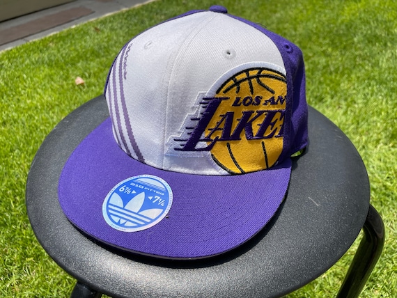 Vtg Y2K NBA Los Angeles Lakers Adidas Flex Fit Flat Bill Hat / 