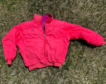 Vtg 90s Columbia Sportswear Reversible Neon Ladies XL Puffer Jacket