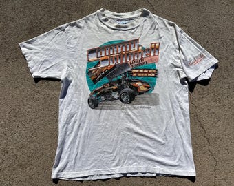 Vtg 1988 Sammy Swindell Sprint Car Graphic Printed Single Stitch T