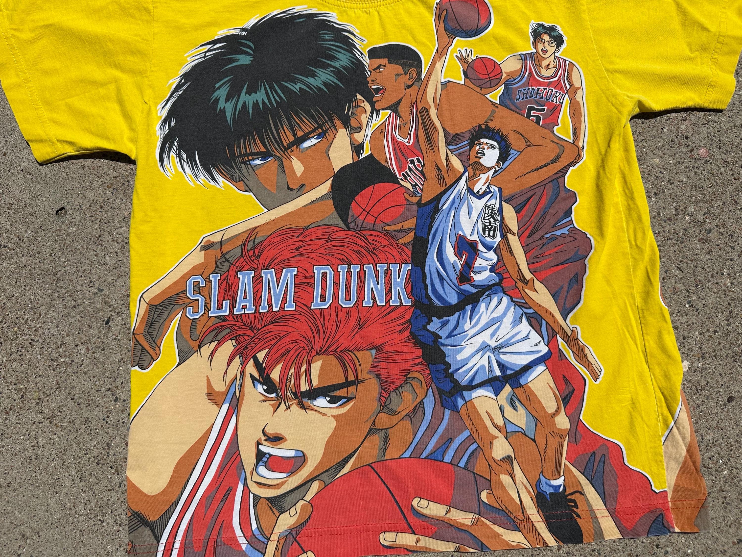 Vtg 90s Slam Dunk Japanese Anime All Over Print **kids XL** T