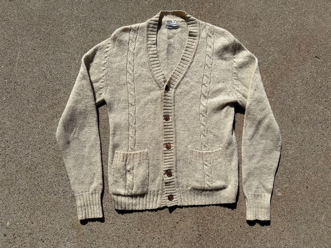 70’s Beige and Blue Pattern Sweater by Montgomery Ward