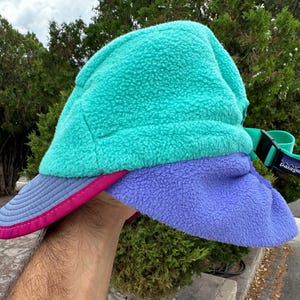 Vtg 90s Patagonia Hat Cap Strapback Synchilla Fleece Panel