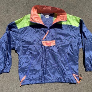 Vtg 90s Columbia Pastel 1/4 Zip Pullover Windbreaker Jacket