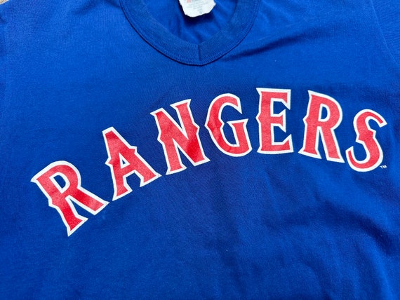 Vtg 90s MLB Texas Rangers Majestic V-Neck Basebal… - image 2