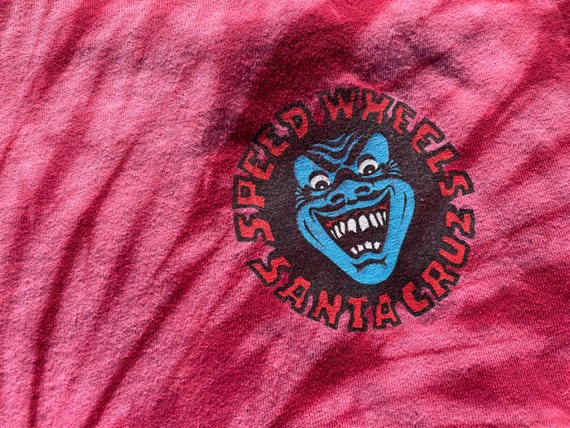 Vtg Y2K Santa Cruz Speed Wheels Front and Back Printed Tie Dye T