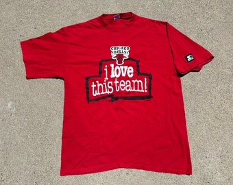 Vintage Nutmeg 90s Chicago Bulls Tee Tshirt NBA Wrap Around Single