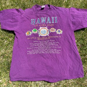 Vtg 90s Hawaii The Aloha State Printed T-Shirt