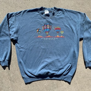 Vtg 90s Albuquerque New Mexico Hot Air Balloon Graphic Printed Lightweight Crewneck Sweatshirt
