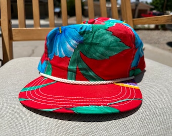 Vtg 90s Floral Print Snapback Hat