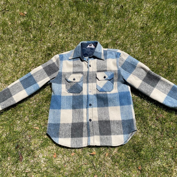 Vtg 1970s Vancort Heavyweight Button Down Plaid Flannel