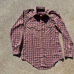 VTG 90er Jahre Western Western Western Wear Western Western Western Western Western Western Western Hemd Hemd toskanisch kariert