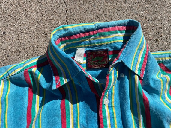 Vtg 90s Striped Short Sleeve Button Down Shirt - image 5