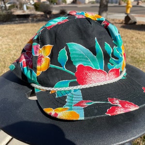 Vtg 90s Floral Print Snapback Hat