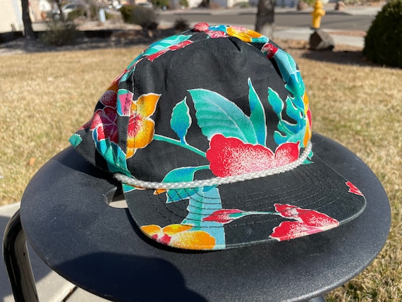 Vtg 90s Floral Print Snapback Hat - image 1