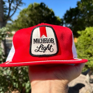 Vtg 80s Michelob Light Stitched Patch Snapback Trucker Hat