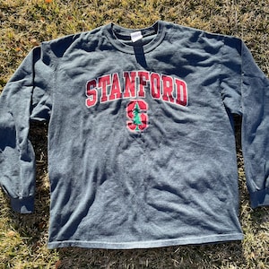 Vtg 90s NCAA University of Stanford Tree Printed Long Sleeve T-Shirt