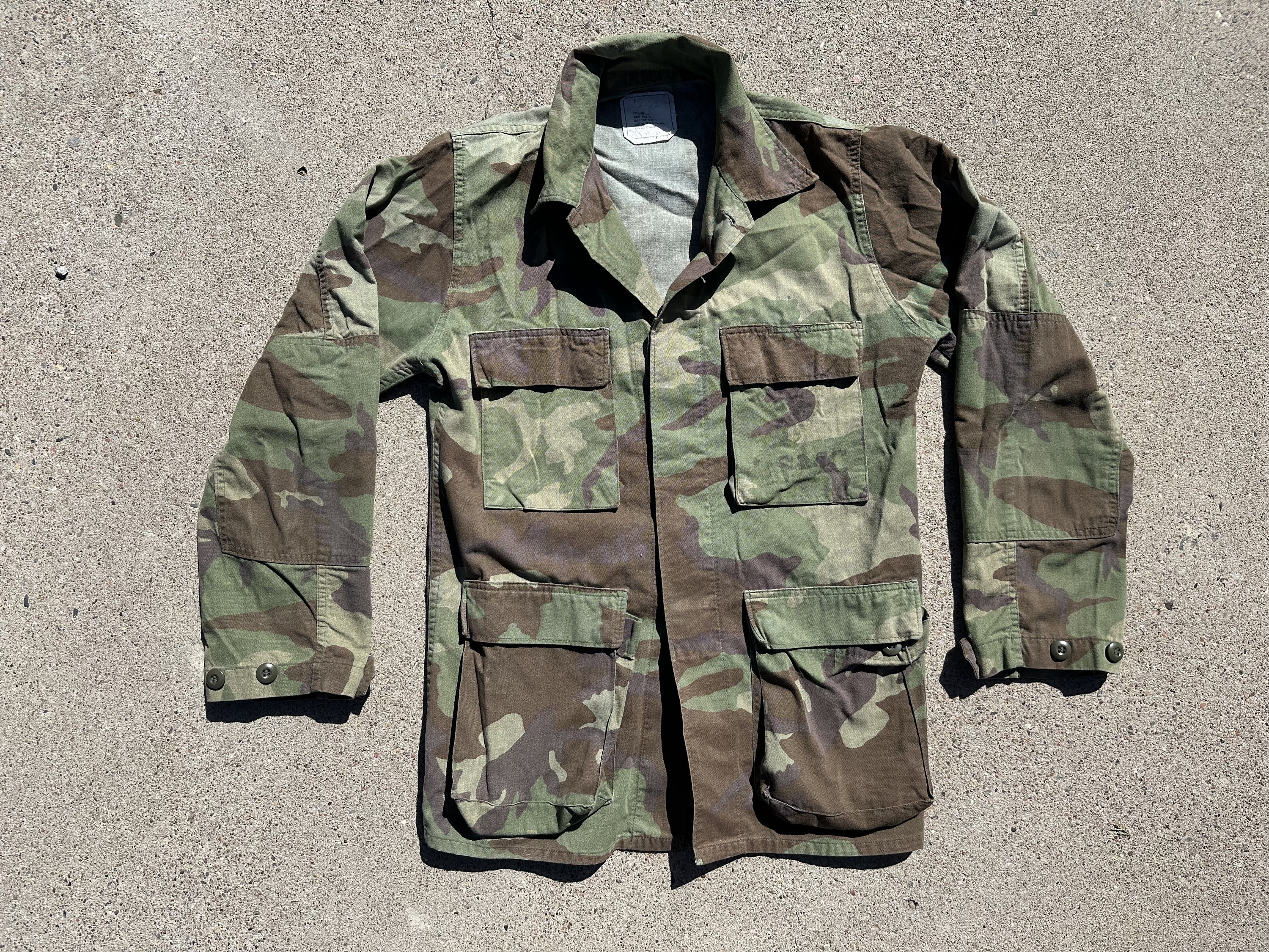 Vtg 80s Woodland Camouflage United States Marine Corp Button