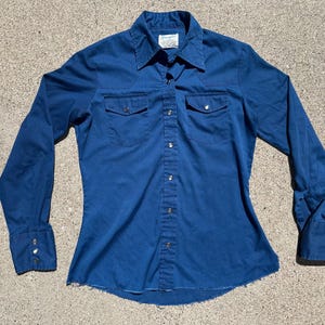 Vtg 80er Jahre Wrangler Westernhemd für Frauen Perle Snap lange Ärmel Button Down