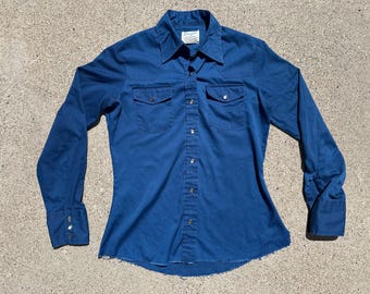 Vtg 80s Wrangler Western Shirt for Females Pearl Snap Long Sleeve Button Down