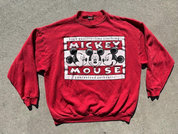 Vtg 90s Wald Disney Mickey Mouse Graphic Printed Lightweight Crewneck Sweatshirt