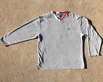 Vintage 90s Tommy Jeans Cordoroy V-neck Sweatshirt