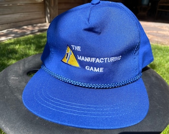 Vtg 90s The Manufacturing Game Leather Strap Back Baseball Hat