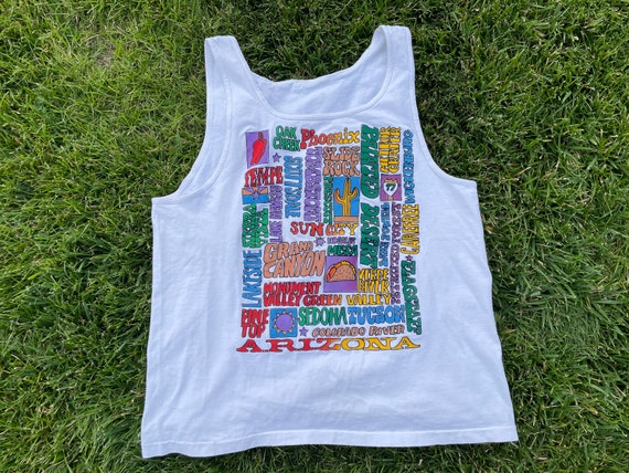 Vtg 90s Arizona Travel Tourist Printed Tank Top - image 1