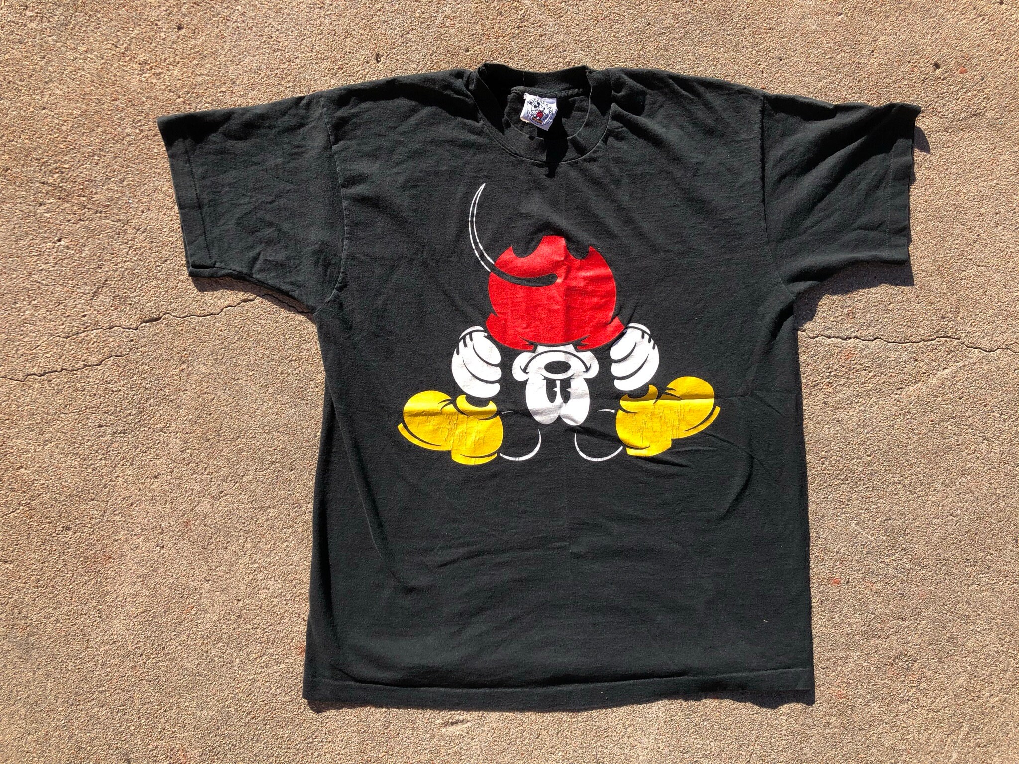 トップス 70s Mickey Mouse soaked print T-shirt Vintage Mickey Mouse T shirt 