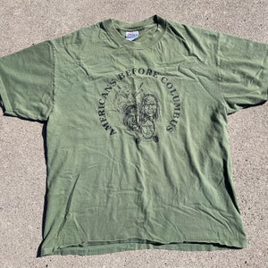 Vtg 90s American Before Columbus Printed Graphic T-Shirt