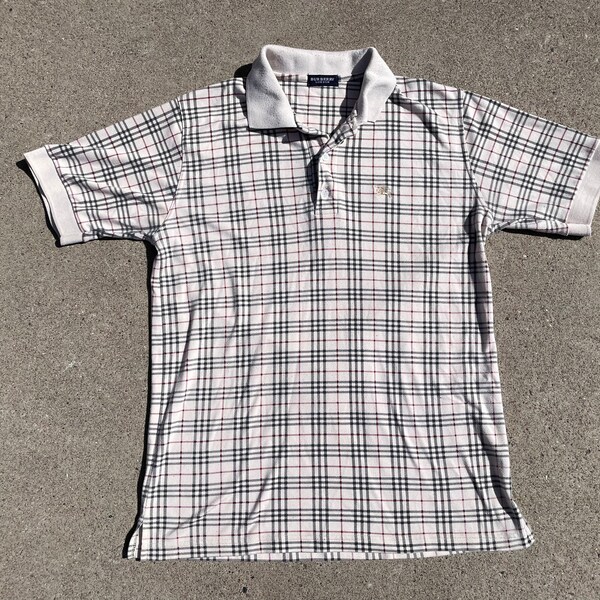 Vtg Y2K Burberry Tartan-Check Pattern Polo Shirt