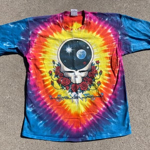 Vtg 1992 Liquid Blue Grateful Dead Space Your Face Tie Dye Front and Back Printed Graphic T-Shirt/ Size XL