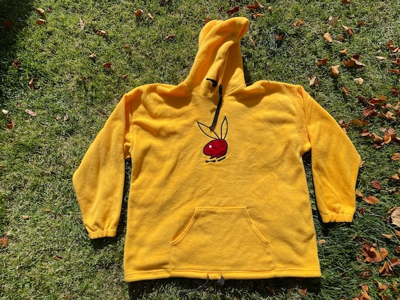 Vtg 90s Playboy Magazine Fleece Pullover Hoodie w… - image 1