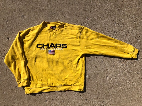 CHAPS / RALPH LAUREN Embroidered FLAG Mens Lg. Sweatshirt Sweater -  EXCELLENT