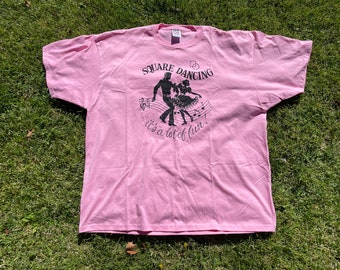 Vtg 90s Square Dancing "It's a Lot of Fun" T-Shirt stampata