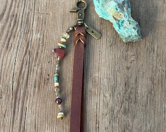 Bear Fob, Love Charm Bag Tassel, Purse Jewelry, Leathdr Fringe Fob, Western Keychain