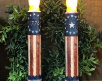 Americana Taper Candles 3 Designs 1776 # 004 or Circle Star #003 Flag 010