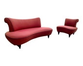 1950s Cloud Sofa in the Style of Adrian Pearsall, Dorothy Draper. Peanut Shape - 2 Pieces