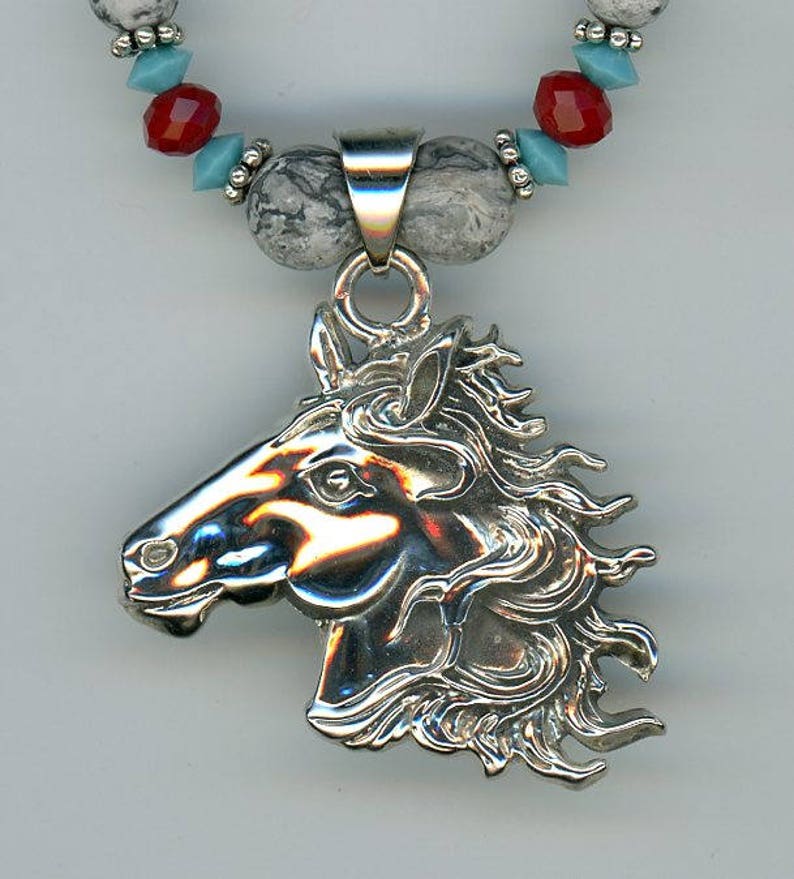 Horse Necklace Jasper Necklace Equine Jewelry Horse Etsy