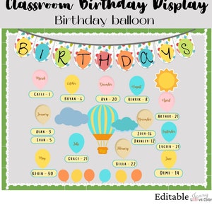 Birthday Display Bulletin Board Balloon Birthday Display Editable