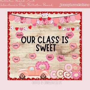 Donut Truck- Valentine&#39;s Day Bulletin Board Kit Valentine&#39;s Day Door Decor February Bulletin Board  Editable