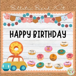 Donut Geburtstag Bulletin Board Kit: Bearbeitbares Klassenzimmer Dekor (Digitaler Download)