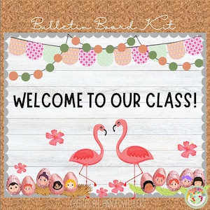 Back to School, Flamingo Bulletin Board Kit, Classroom Decor or Door decor kit, Activities, Classroom Decor