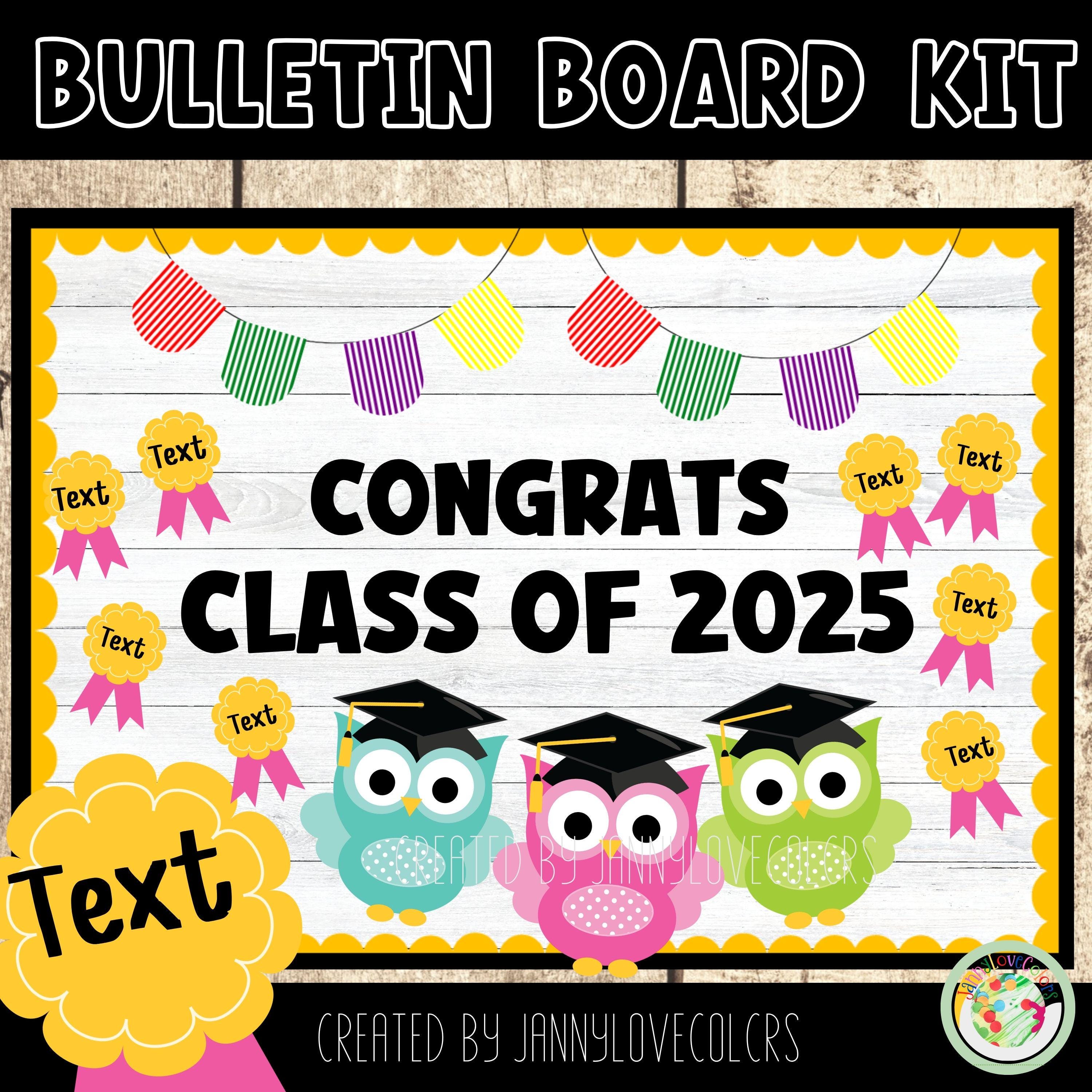 Graduation Bulletin Board Kit: Editable Owls, End of Year Decor ...