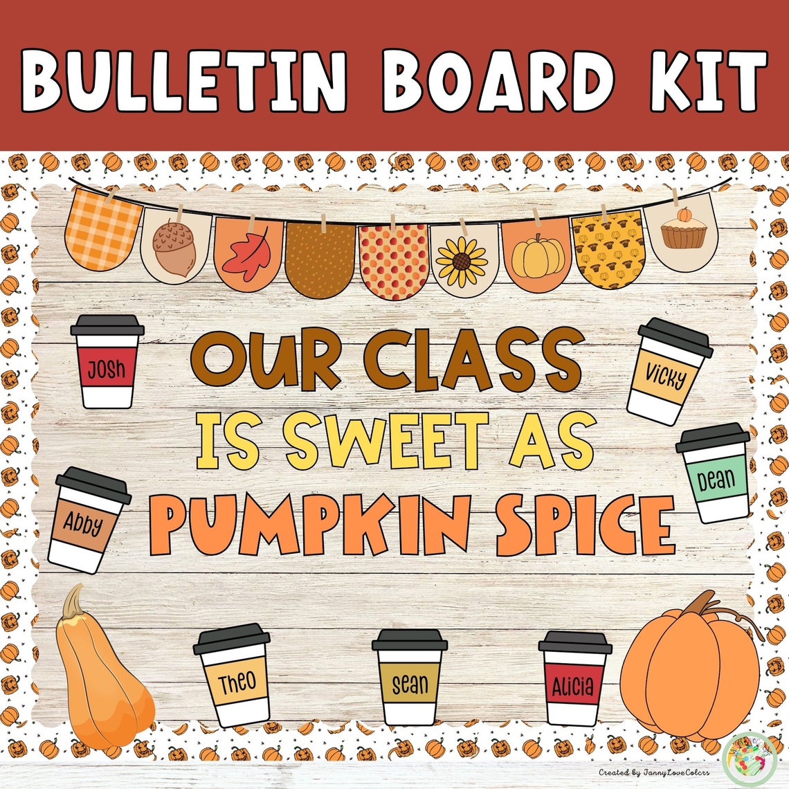 Pumpkin Spice Bulletin Board Kit: Fall Classroom Decor (digital ...
