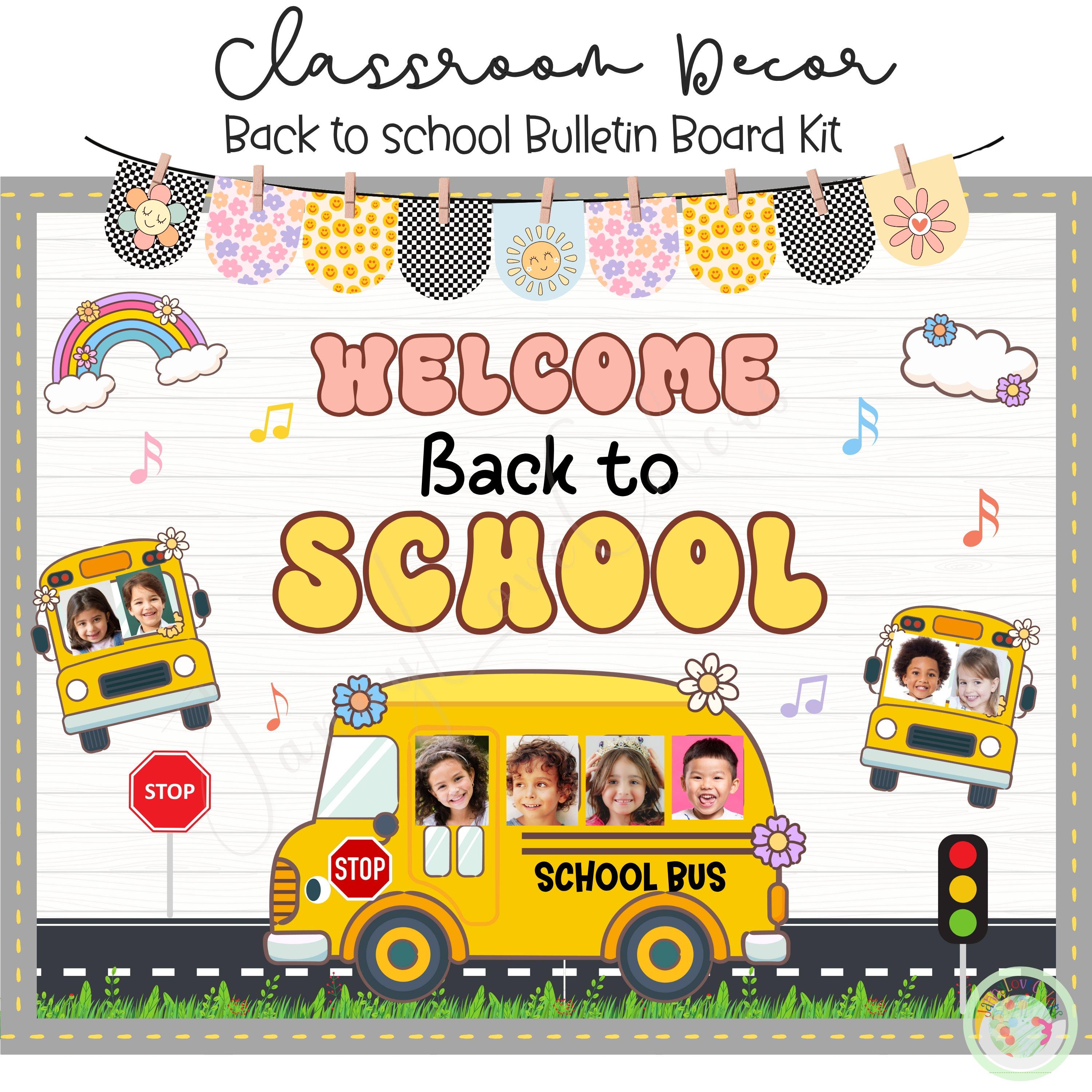 Back to School Bus Bulletin Board Kit – Classroom Decor (digital ...