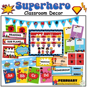 Superhero Theme Classroom Decor | Back to School | Classroom Decor BUNDLE | Door Decor EDITABLE