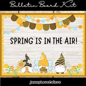 Gnomes Bulletin Board Spring  Classroom Decor kit  Summer Door Decor April Bulletin Board